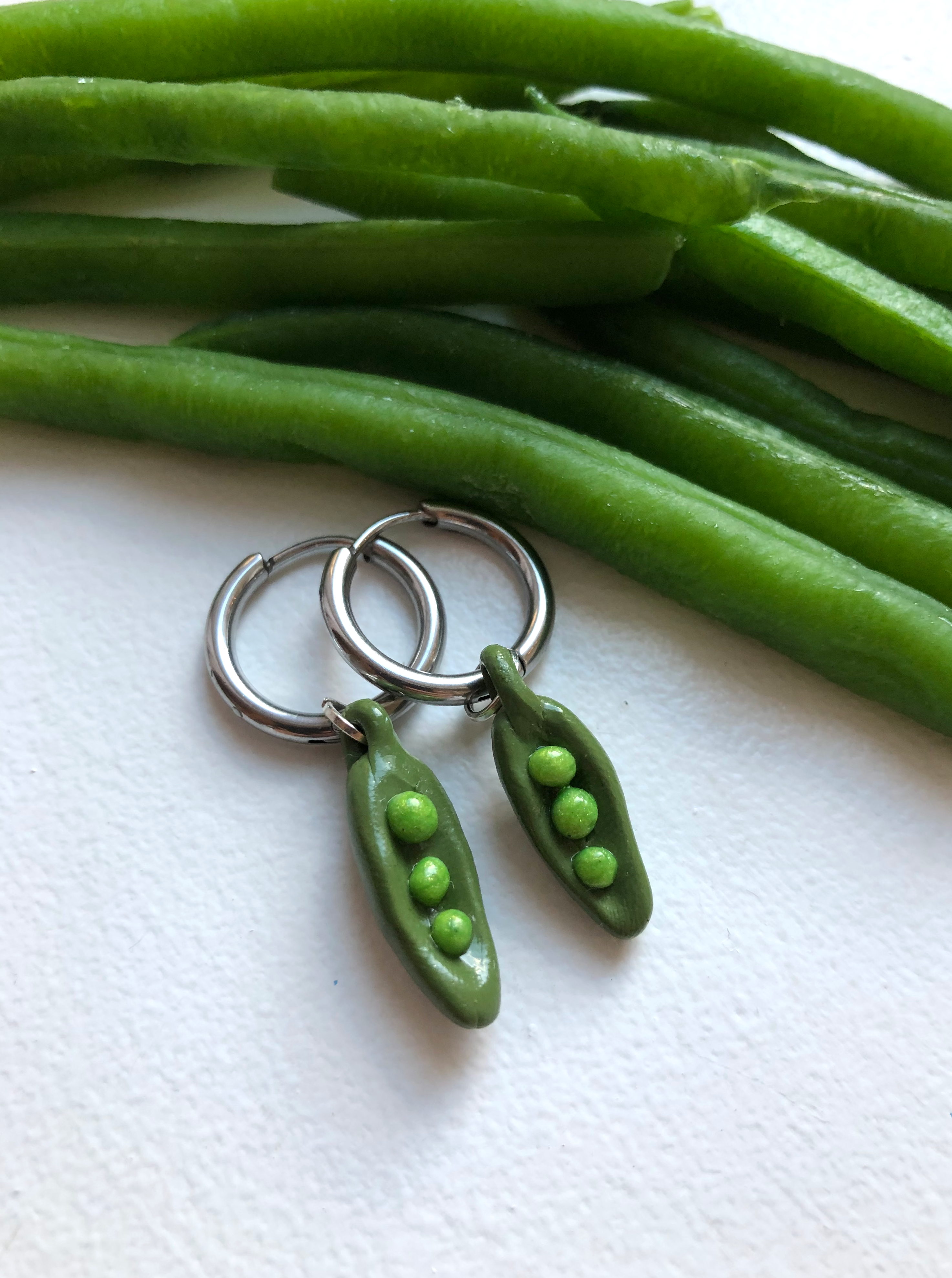 green bean earrings