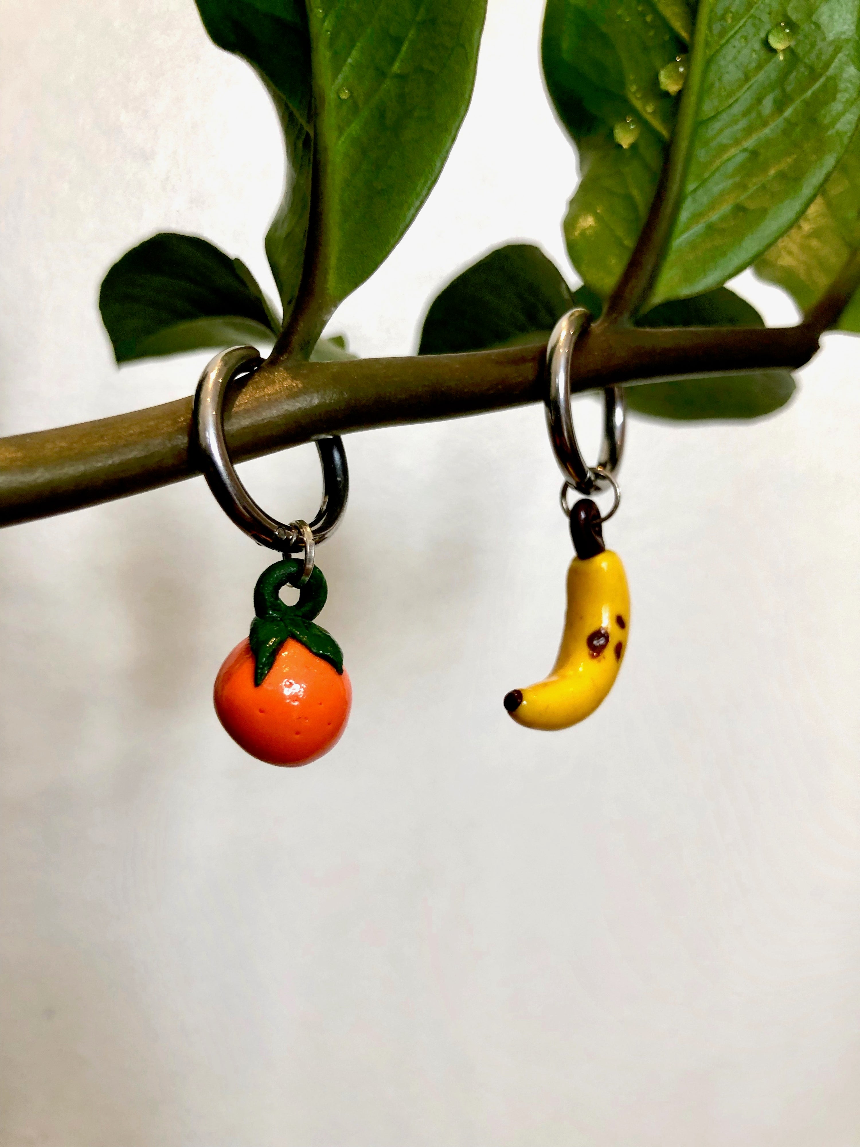orange banana earrings