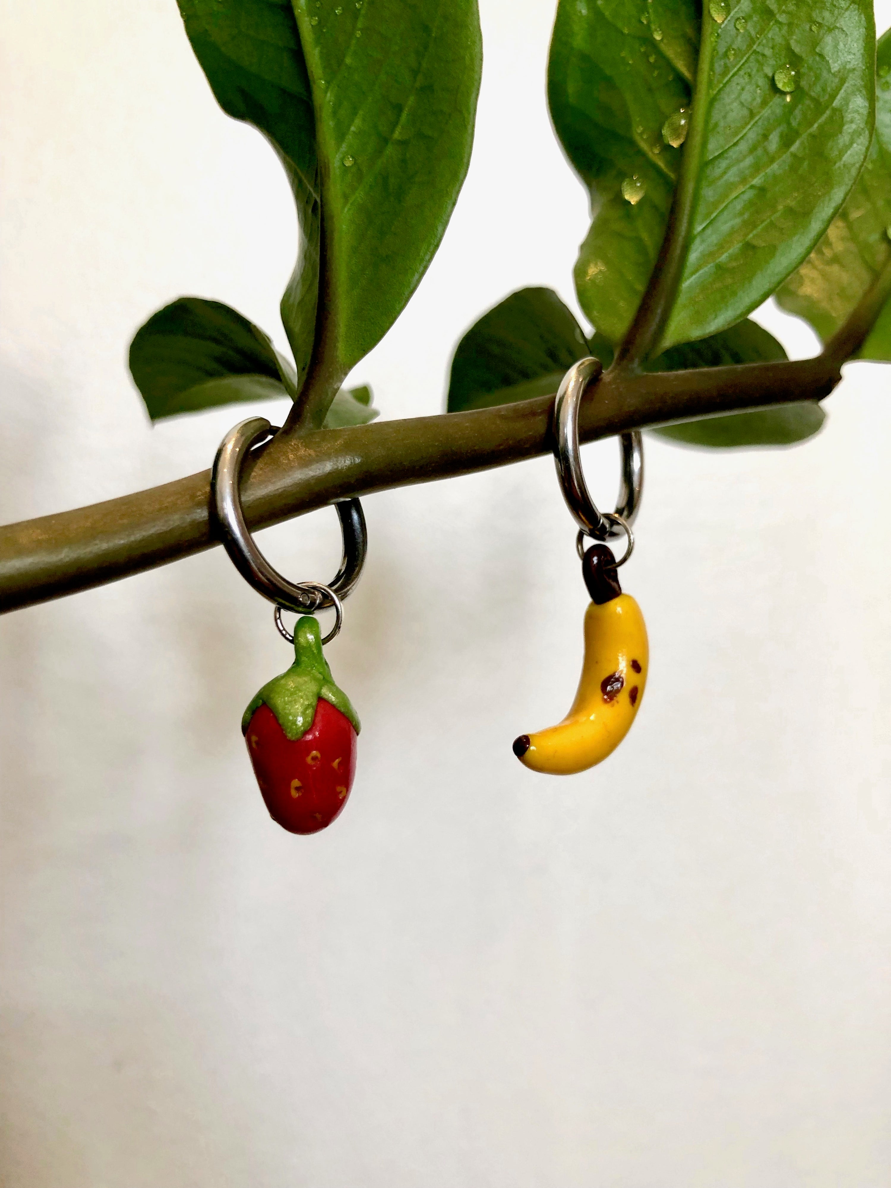 strawberry banana earrings
